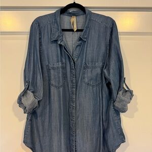 Chambray Denim Button-Up Shirt